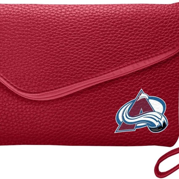 NHL Soft Pebble Fold Over Purse Large Wristlet Shoulder Strap Women